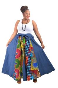  African Denim High Waist Skirt